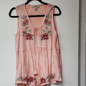 Vintage America Pink Floral Embroidered Blouse